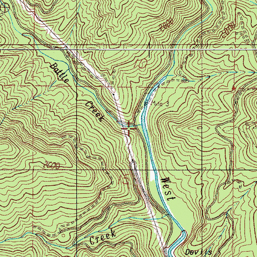 Topographic Map of Battle Creek, OR