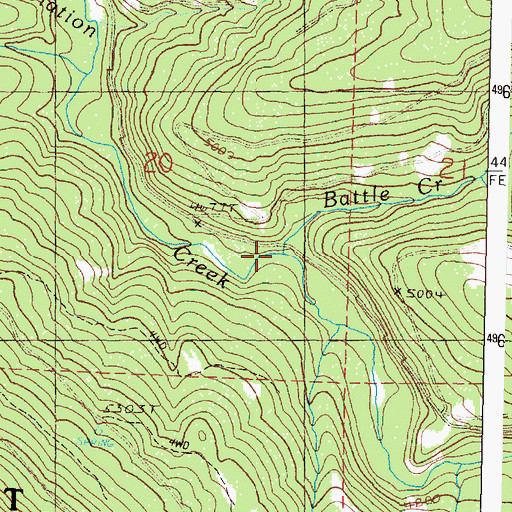 Topographic Map of Battle Creek, OR