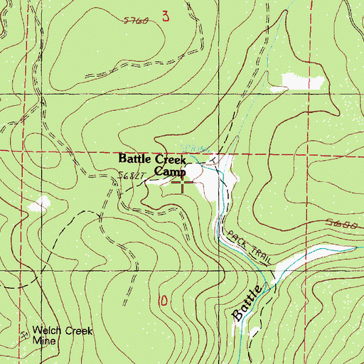 Topographic Map of Battle Creek Camp, OR