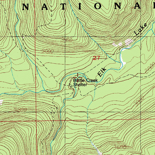 Topographic Map of Battle Creek Shelter, OR