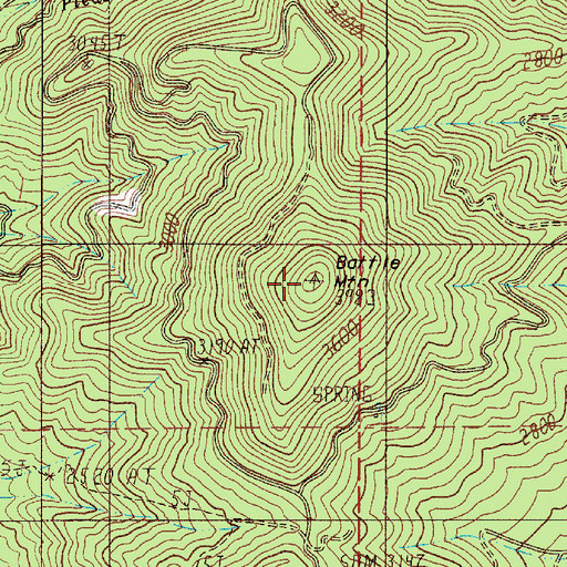 Topographic Map of Battle Mountain, OR