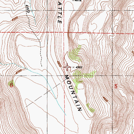 Topographic Map of Battle Mountain, OR