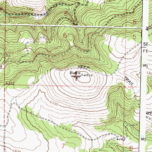 Topographic Map of Battle Mountain, OR