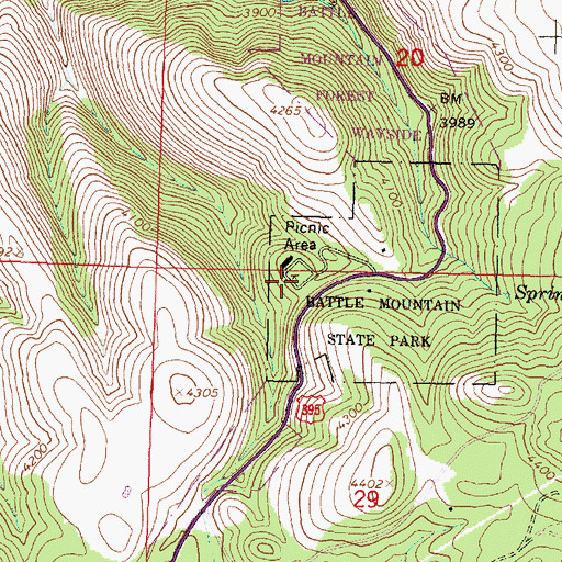 Topographic Map of Battle Mountain State Park (historical), OR