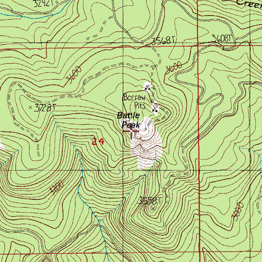 Topographic Map of Battle Peak, OR