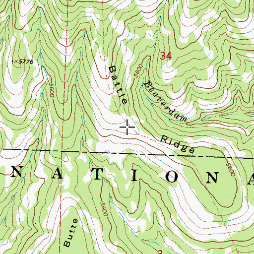 Topographic Map of Battle Ridge, OR