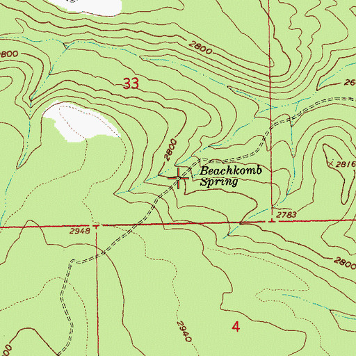 Topographic Map of Beachkomb Spring, OR