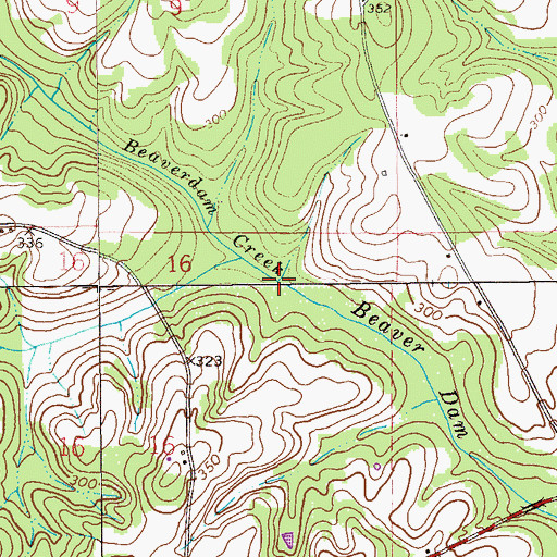 Topographic Map of Beaverdam Creek, AL