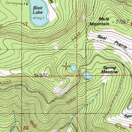 Topographic Map of Beal Prairie, OR