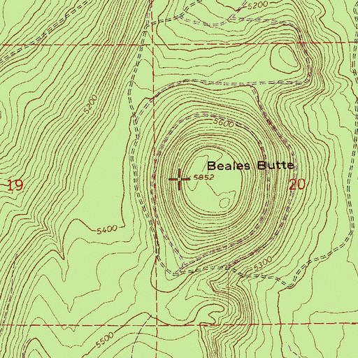 Topographic Map of Beales Butte, OR