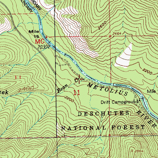 Topographic Map of Bean Creek, OR