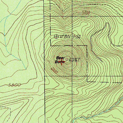 Topographic Map of Bear Butte, OR