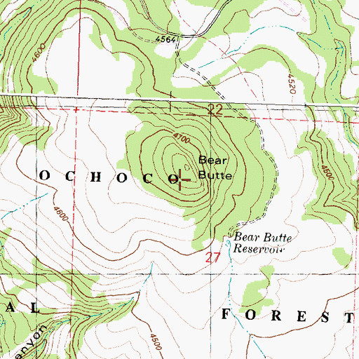 Topographic Map of Bear Butte, OR