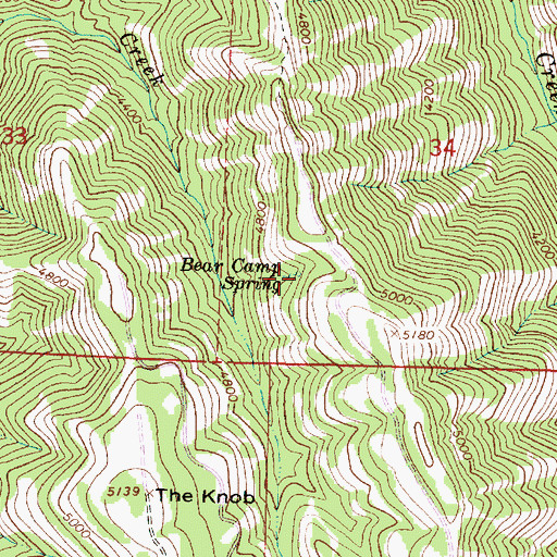 Topographic Map of Bear Camp Spring, OR