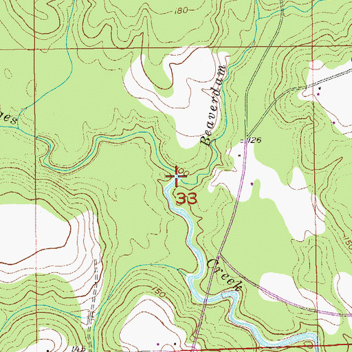 Topographic Map of Beaverdam Creek, AL