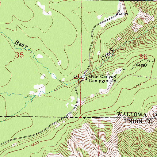 Topographic Map of Bear Canyon Campground, OR