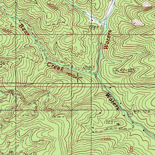 Topographic Map of Bear Creek, OR