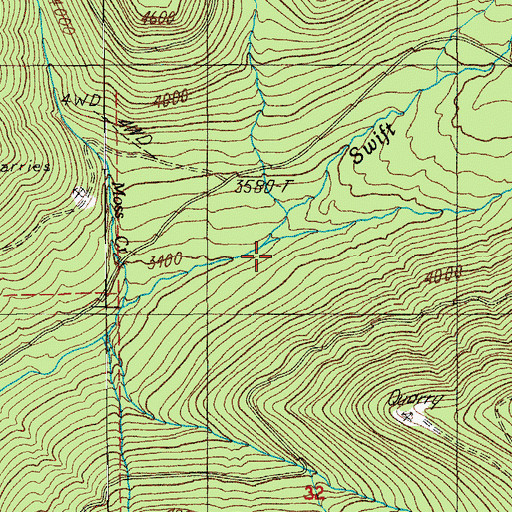 Topographic Map of Bear Creek, OR
