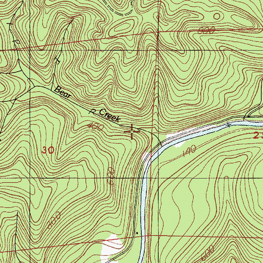 Topographic Map of Bear Creek, OR