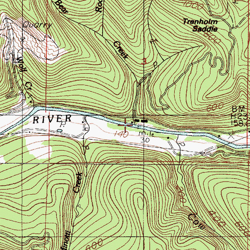 Topographic Map of Bear Creek, OR