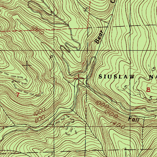 Topographic Map of Bear Creek, OR