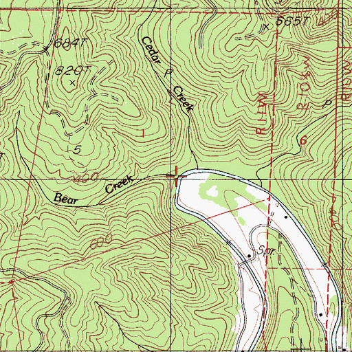 Topographic Map of Bear Creek, OR