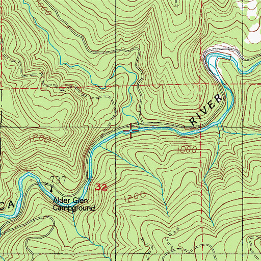 Topographic Map of Bear Creek, OR