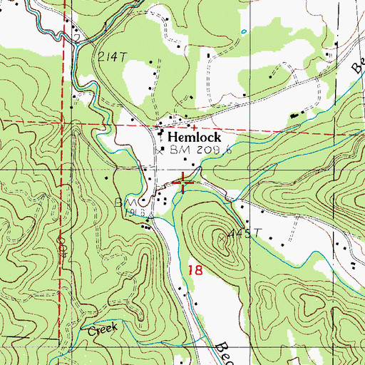Topographic Map of Bear Creek, OR