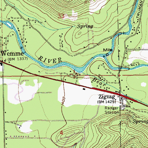Topographic Map of Bear Creek, OR