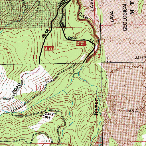Topographic Map of Bear Creek, OR