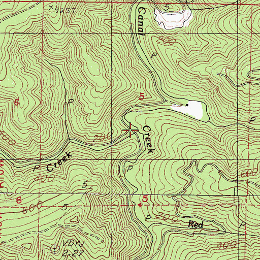 Topographic Map of Bear Creek, OR