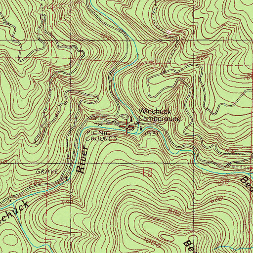 Topographic Map of Bear Creek, OR