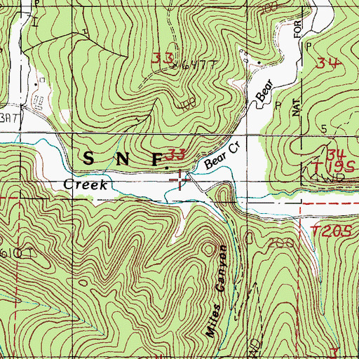 Topographic Map of Bear Creek, OR