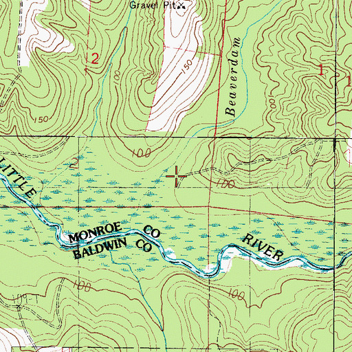 Topographic Map of Beaverdam Creek, AL