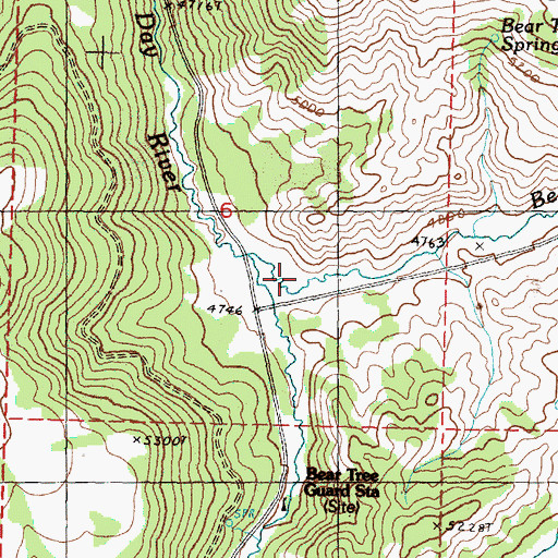 Topographic Map of Bear Creek, OR