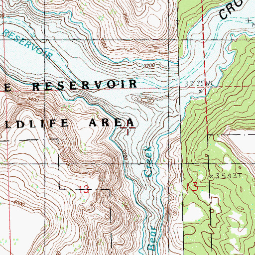 Topographic Map of Bear Creek, OR