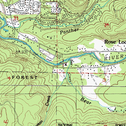 Topographic Map of Bear Creek, OR