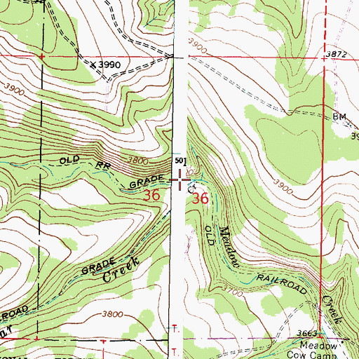 Topographic Map of Bear Creek, OR