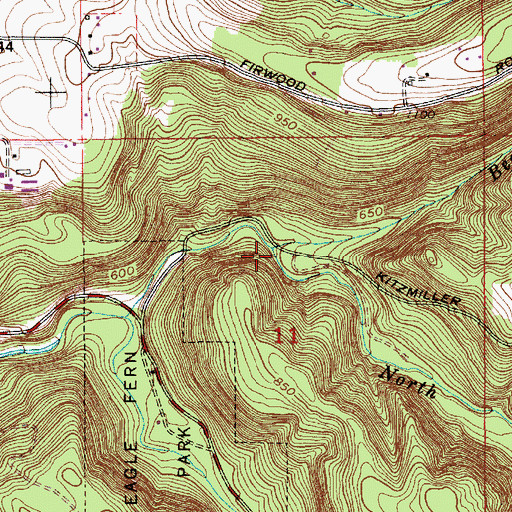 Topographic Map of Bear Creek, OR