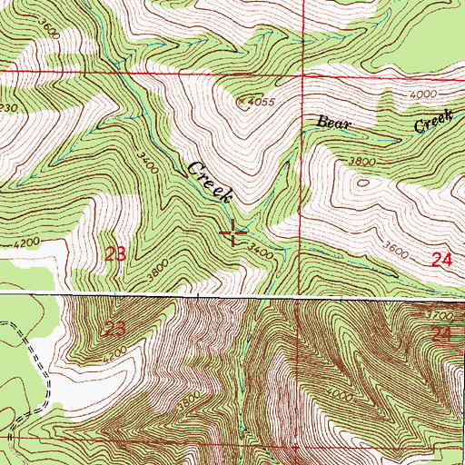 Topographic Map of Bear Creek, OR