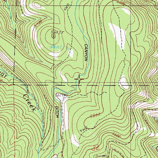 Topographic Map of Allen Canyon Ditch, OR