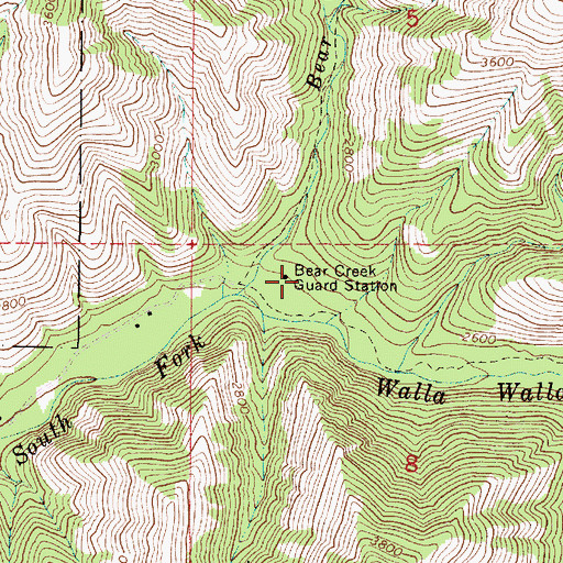 Topographic Map of Bear Creek Guard Station, OR