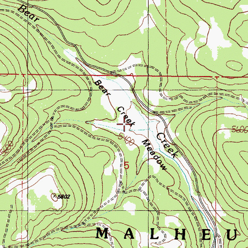 Topographic Map of Bear Creek Meadow, OR
