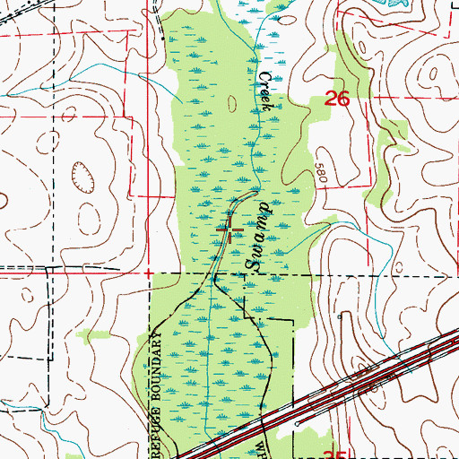 Topographic Map of Beaverdam Swamp, AL
