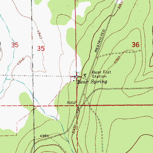 Topographic Map of Bear Flat Station, OR