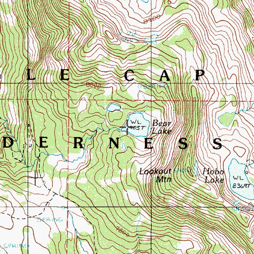 Topographic Map of Bear Lake, OR