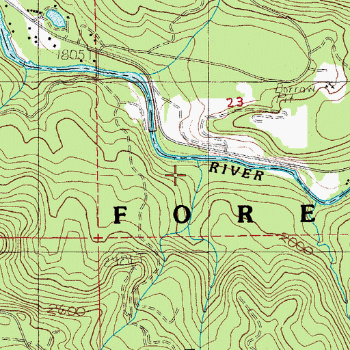Topographic Map of Bear Lake Creek, OR