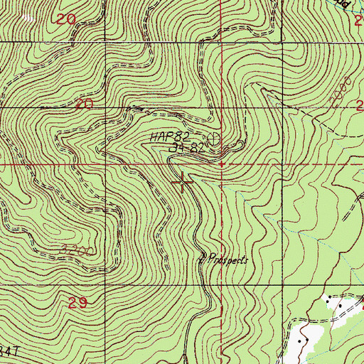 Topographic Map of Bear Mine, OR