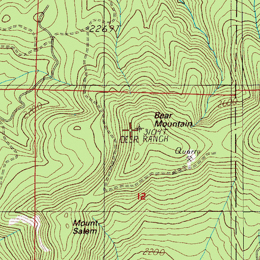 Topographic Map of Bear Mountain, OR