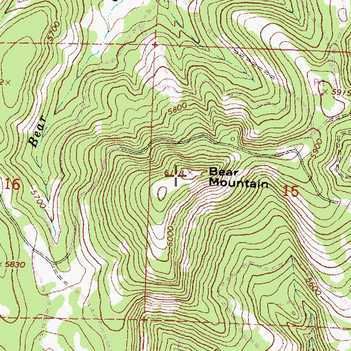 Topographic Map of Bear Mountain, OR